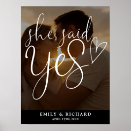 彼女はYes婚約パーティ写真ウェルカムサインを言った ポスター