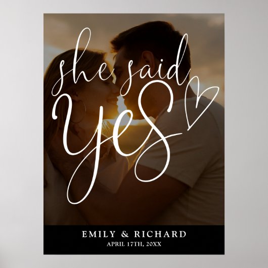 彼女はYes婚約パーティ写真ウェルカムサインを言った ポスター (正面)