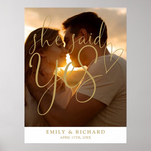 彼女はYes婚約パーティ写真ウェルカムサインを言った ポスター (正面)
