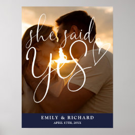 彼女はYes婚約パーティ写真ウェルカムサインを言った ポスター