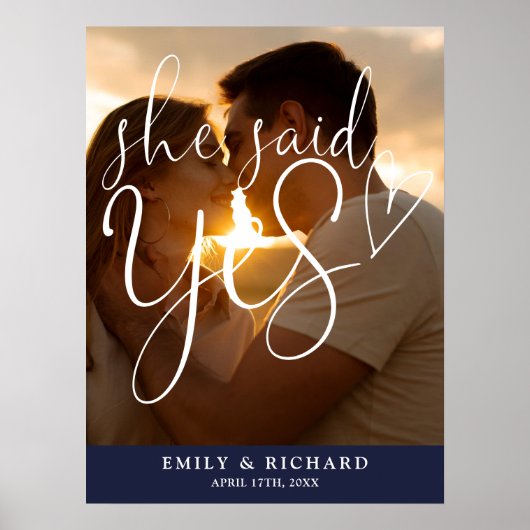 彼女はYes婚約パーティ写真ウェルカムサインを言った ポスター (正面)