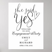 彼女はYes婚約パーティ歓迎サインを言った ポスター (正面)