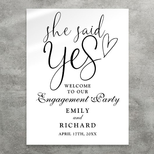 彼女はYes婚約パーティ歓迎サインを言った ポスター