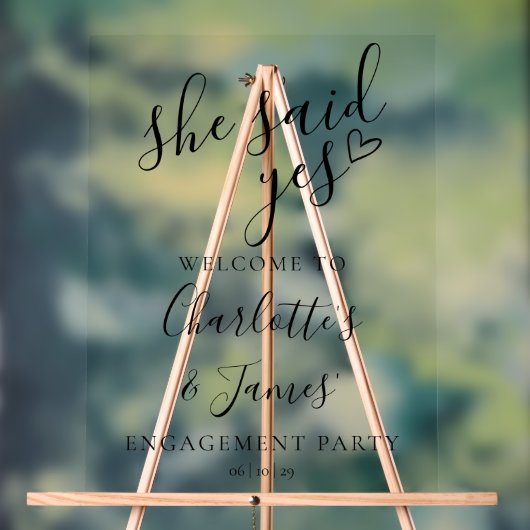 彼女はYes婚約パーティ歓迎 アクリルサイン (ニュートラル)