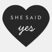 彼女はYes婚約結婚のステッカー・シルバーを言った ハートシール (正面)