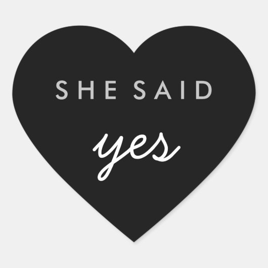 彼女はYes婚約結婚のステッカー・シルバーを言った ハートシール (正面)