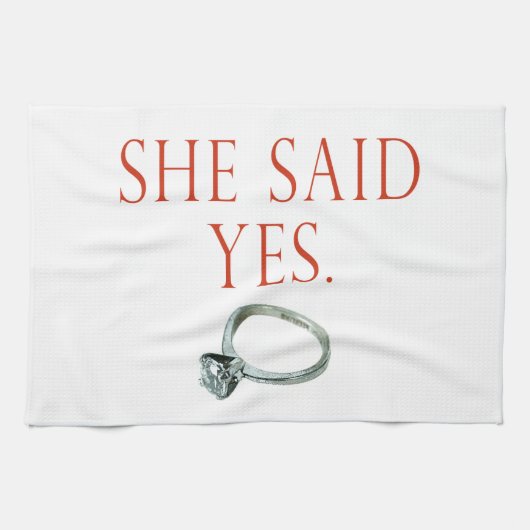 彼女はYes新郎婚約を言った キッチンタオル (横)