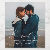 彼女はYes書道写真婚約パーティと言った ワインラベル (シングルラベル)