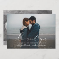 彼女はYes書道写真婚約パーティと言った