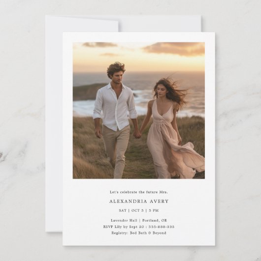 彼女はYes海岸崖の写真ブライダルシャワーと言った 招待状 (裏面)