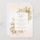 彼女はYes秋の緑のブライダルシャワーを言った 招待状 (正面)