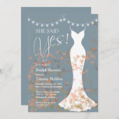 彼女はYes秋ブルーブライダルシャワー招待を述べた 招待状 (正面/裏面)