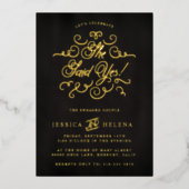 彼女はYes紙吹雪祝賀金ゴールドを言った 箔招待状 (正面)