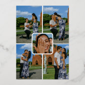 彼女はyes結婚の日付婚約の写真を言った 箔招待状 (裏面)