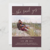 彼女はYes脚本バラブラウン写真婚約 招待状 (正面)