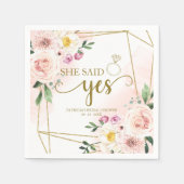 彼女はYes赤面フローラ幾何学的ブライダルシャワー スタンダードカクテルナプキン (正面)