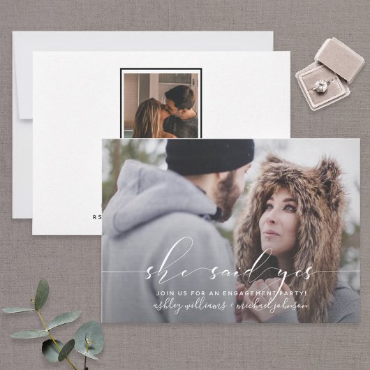 彼女はYES2写真の書道婚約パーティと言った 招待状