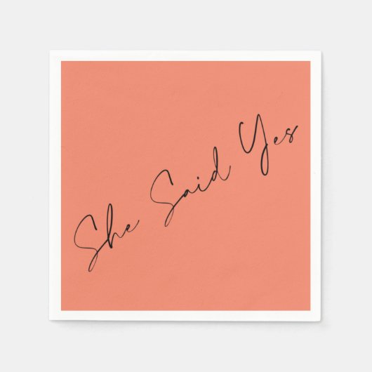 彼女はYes、エレガントタイポグラフィ色の背景 スタンダードカクテルナプキン (正面)