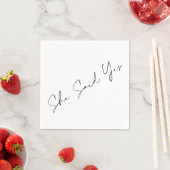 彼女はYes、エレガントタイポグラフィ スタンダードカクテルナプキン (インサイチュ)