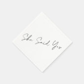 彼女はYes、エレガントタイポグラフィ スタンダードカクテルナプキン (角)