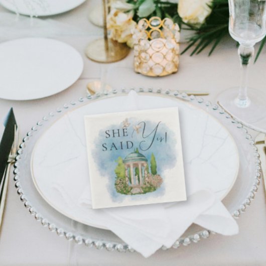 彼女はYes!ガゼボエレガント像は花を咲かせる スタンダードカクテルナプキン