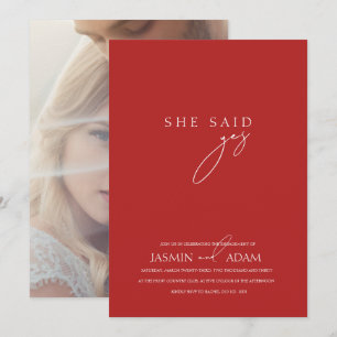 彼女はYes!クリムゾンレッド結婚スクリプトフォト 招待状