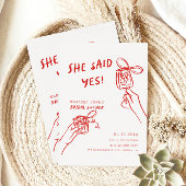 彼女はYes!ブライダルシャワー図解入りの、写真付きの 招待状