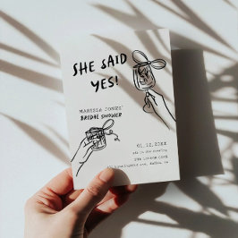 彼女はYes!ブライダルシャワー図解入りの、写真付きの 招待状