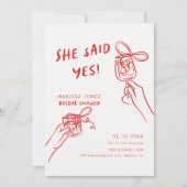 彼女はYes!ブライダルシャワー図解入りの、写真付きの 招待状 (正面)