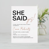 彼女はYes、ミニマルブライダルシャワーと言った 箔招待状 (立ち正面)