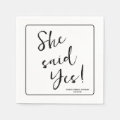 彼女はYes!モダン,シック,カスタムブライダルシャワー スタンダードカクテルナプキン (正面)