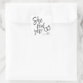 彼女はYes! |婚約パーティスクリプトレタリング スクエアシール (バッグ)