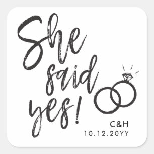彼女はYes!  婚約パーティスクリプトレタリング スクエアシール