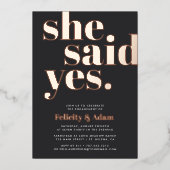 彼女はYes |婚約パーティ 箔招待状 (正面)