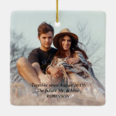 彼女はYes!婚約2フォトクリスマスススクエア セラミックオーナメント (裏面)