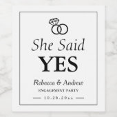 彼女はYes |結婚指輪エンゲージメントパーティー ワインラベル (シングルラベル)