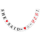 彼女はYES、赤いハート、ダイヤモンドリングや輪、そして矢を言った バンティングフラッグ (全)