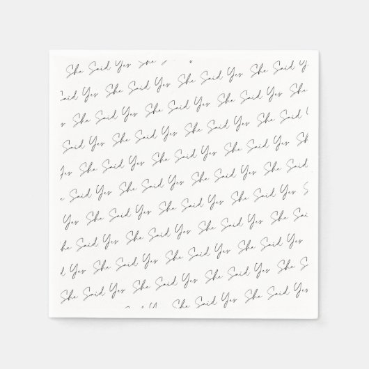 彼女はYes、黒いタイポグラフィスクリプトと言った スタンダードカクテルナプキン (正面)