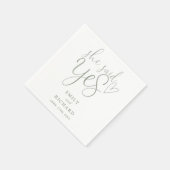 彼女はYes Engagement Party Sage Greenと述べた スタンダードカクテルナプキン (角)