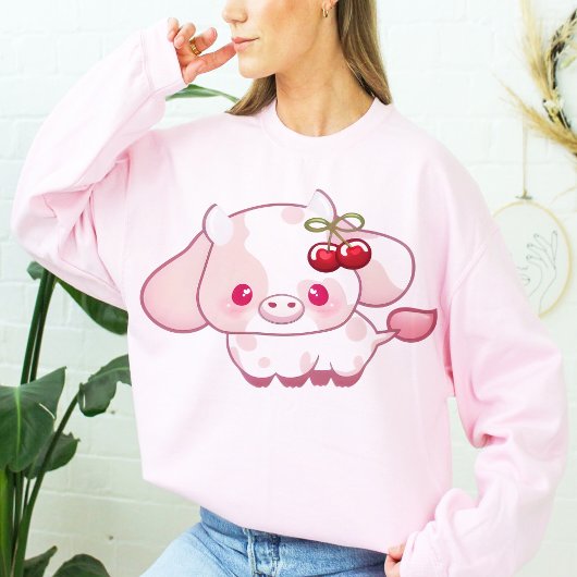 彼女へのさくらかわいい牛ギフト Tシャツ