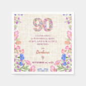 彼女へのエレガントな90歳の誕生日 - ピンクの花 スタンダードカクテルナプキン (正面)