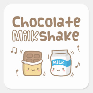 彼女へのキュートなチョコレートミルクシェイクの落書き スクエアシール