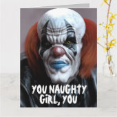 彼女へのハグ楽しいグリーティングカード怖い悪魔のピエロ カード (黄色い花)