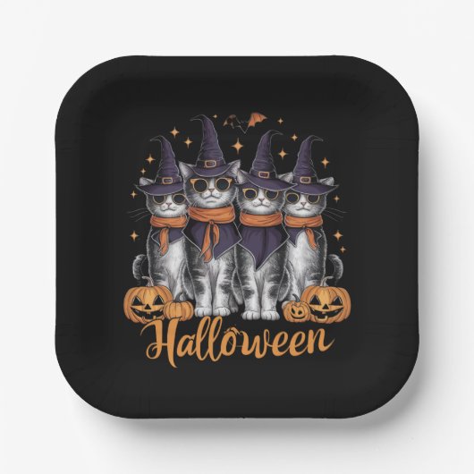 彼女へのハロウィンのプレゼントに最適なクールな猫グッズ ペーパープレート (正面)
