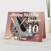 彼女へのパーソナライズされたローズゴールドゴルフ誕生日カード カード (正面)