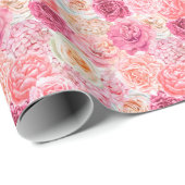 彼女へのピンクの花の誕生日 ブライダルシャワー ラッピングペーパー (ロールコーナー)