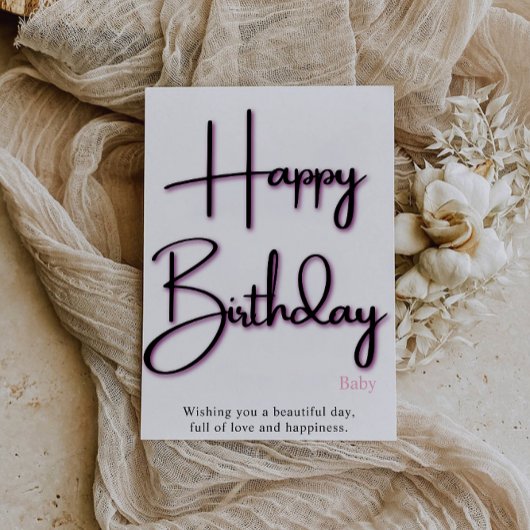 彼女へのピンクの誕生日カード 招待状