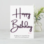 彼女へのピンクの誕生日カード 招待状 (スタンド正面)