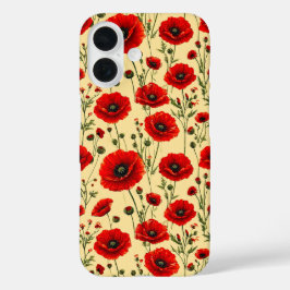 彼女へのフラワーギフトのアイデア 赤いポピーの花 フローラルな美意識 iPhone 16ケース
