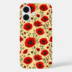 彼女へのフラワーギフトのアイデア 赤いポピーの花 フローラルな美意識 iPhone 16ケース